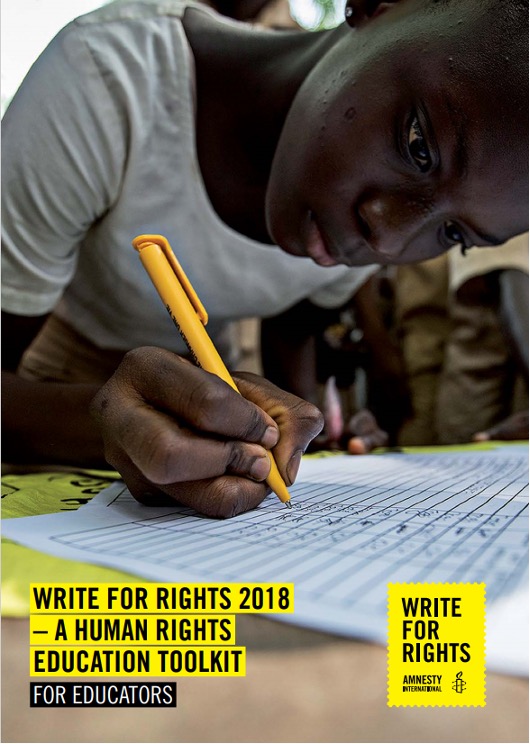 Image of Write for Rights 2018 - A Human Rights Education Toolkit with student writing