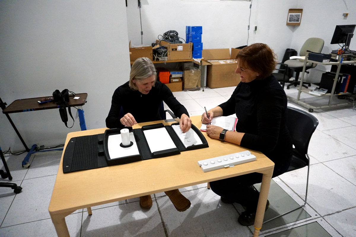 A student performs an assessment in the lab