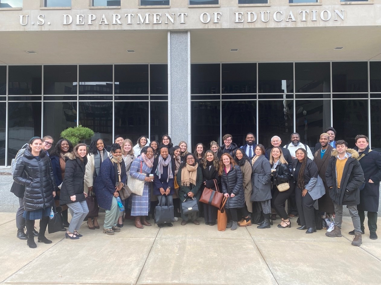 Federal Policy Institute Group Photo in front of the U.S. Department of Education building