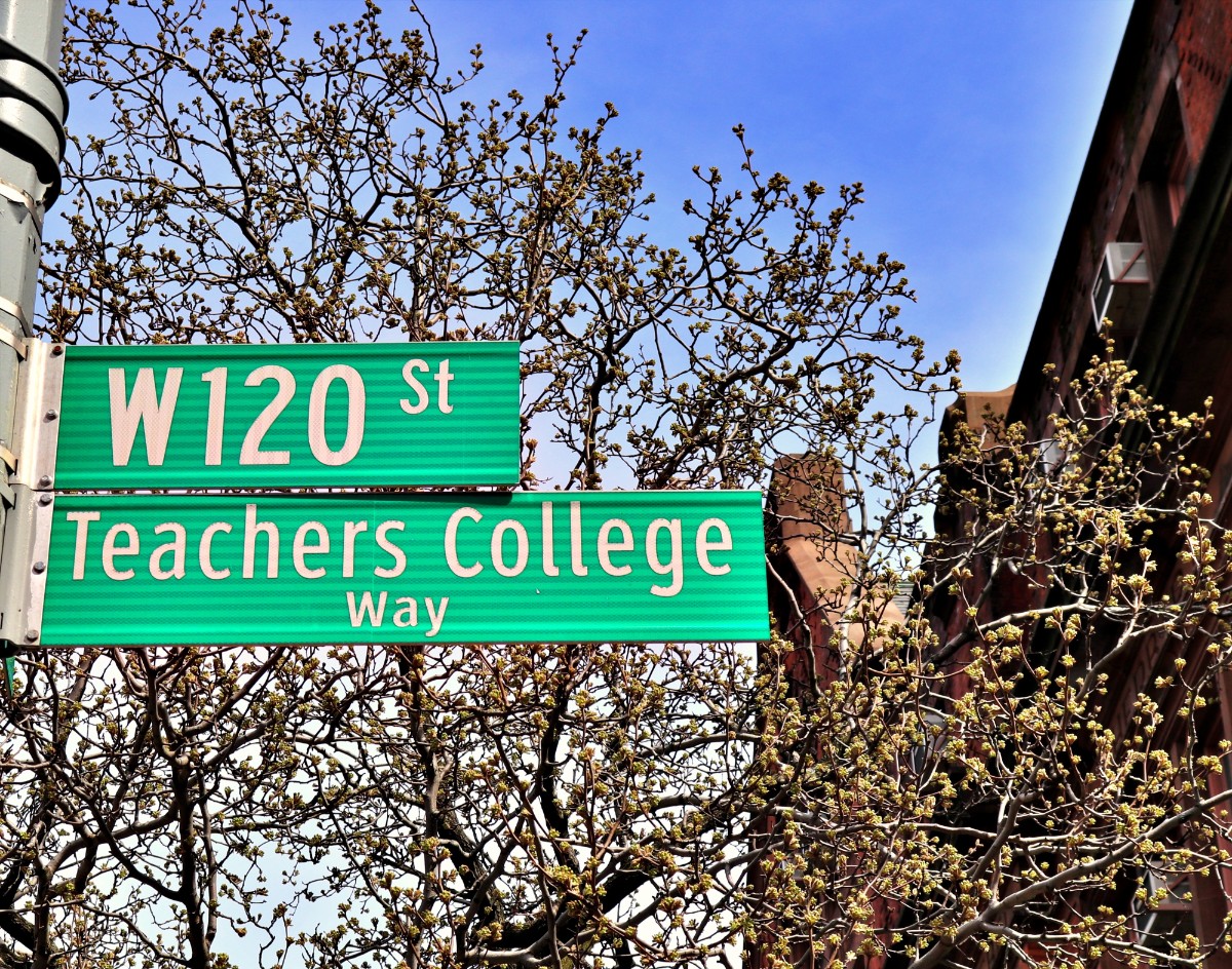 TC 120th St sign in spring
