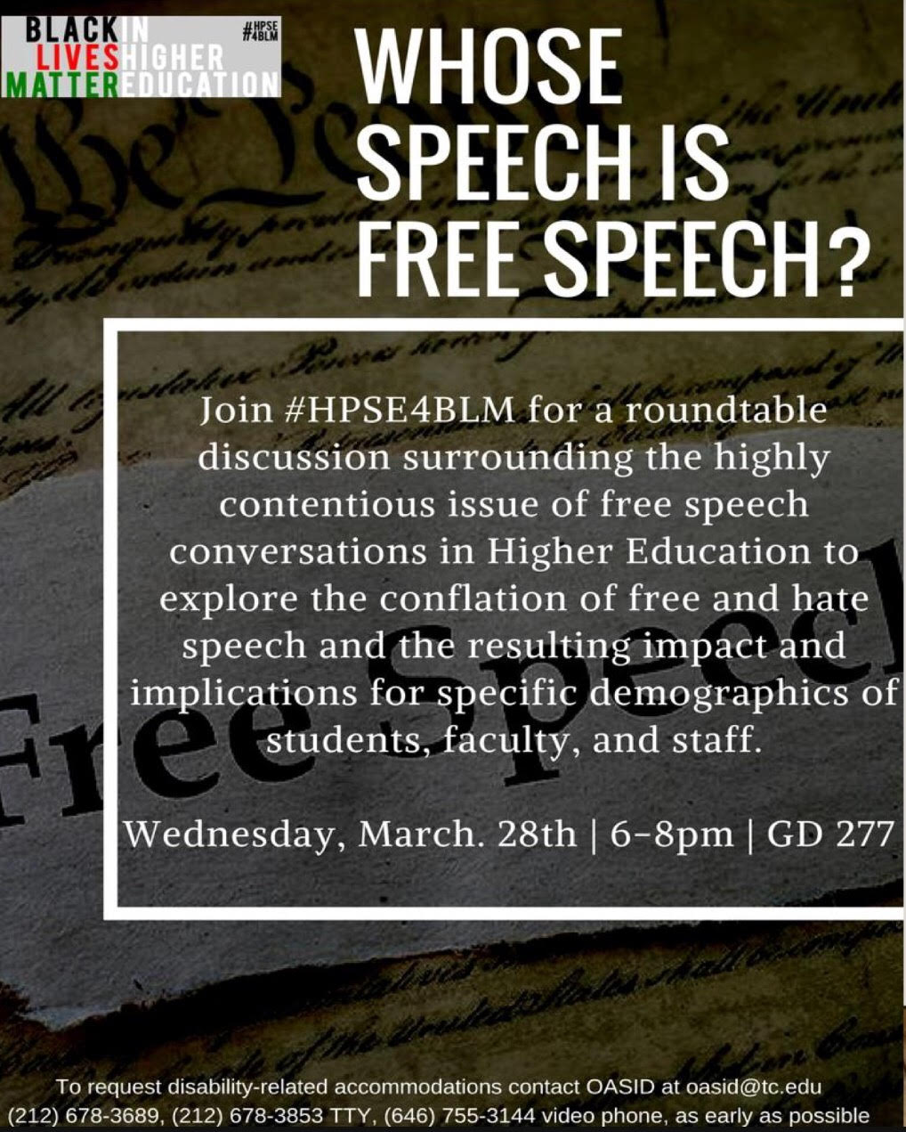 Black Lives Matter in Higher Ed Whose Speech is Free Speech