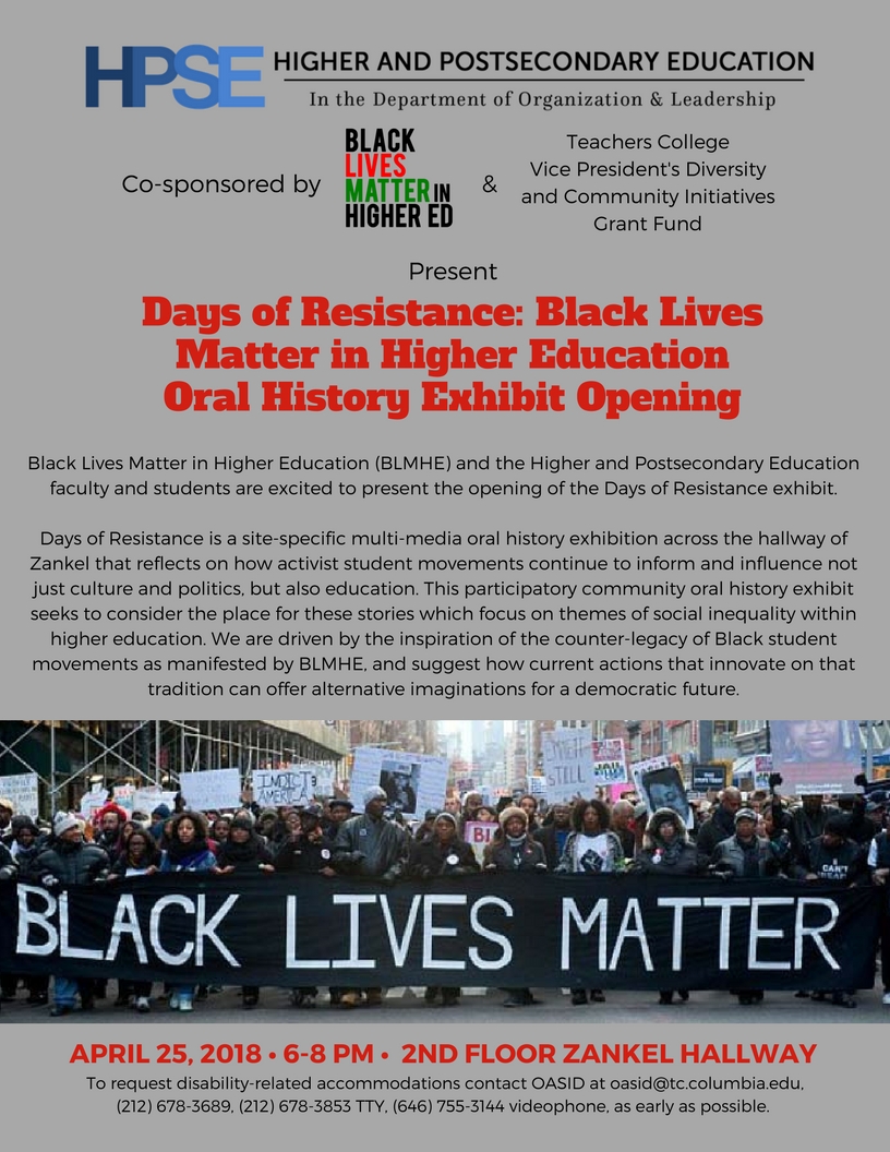 Black Lives Matter in Higher Ed Days of Resistance