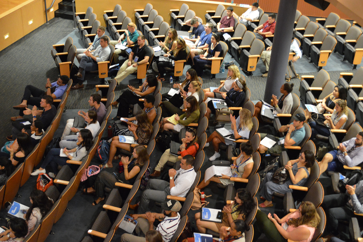 Students in a seminar classroom