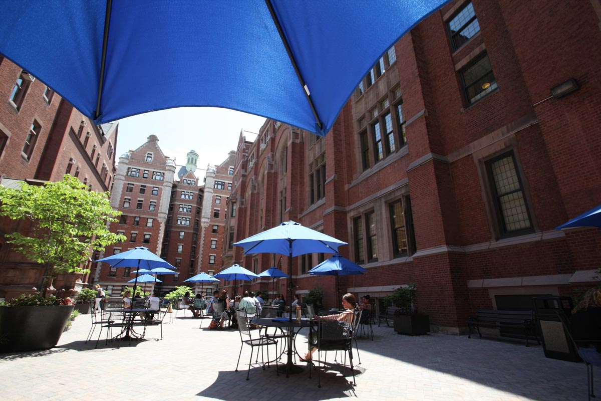 Sunny day in the TC courtyard.