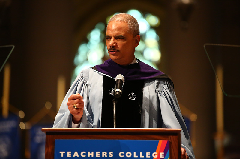 “SHAPE OUR FUTURE” Holder called for wholesale change in a political culture that values guns more than books.
