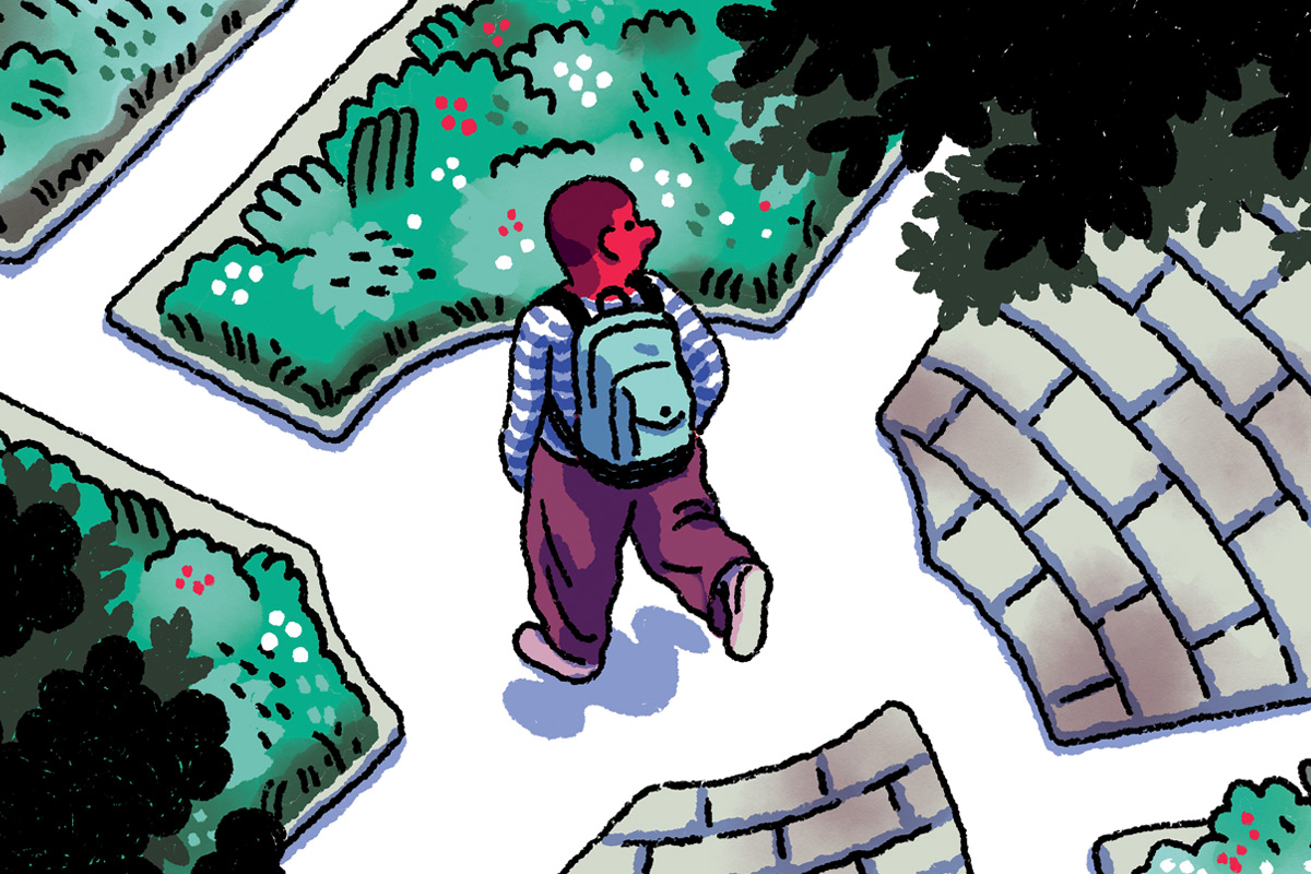 Boy with backpack illustration