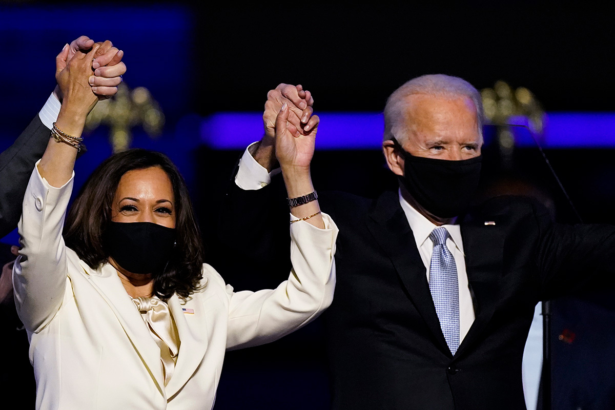 Biden and Harris speaking