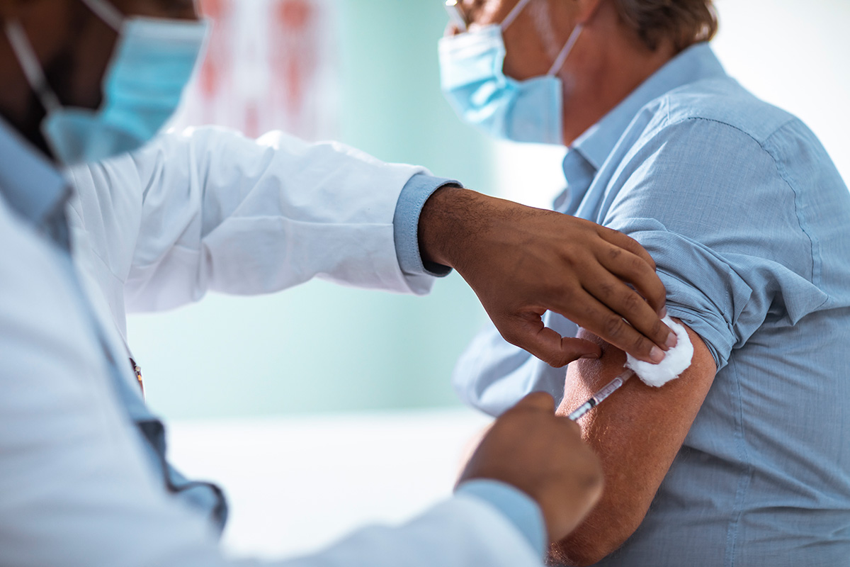 Man receiving vaccination