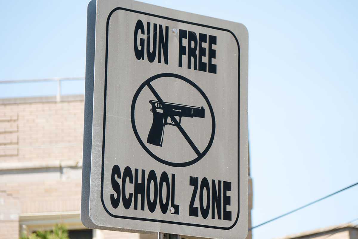 Gun-Free School Zone sign