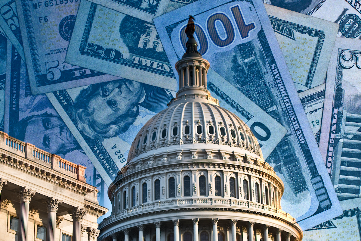 U.S Capitol with money in B\background