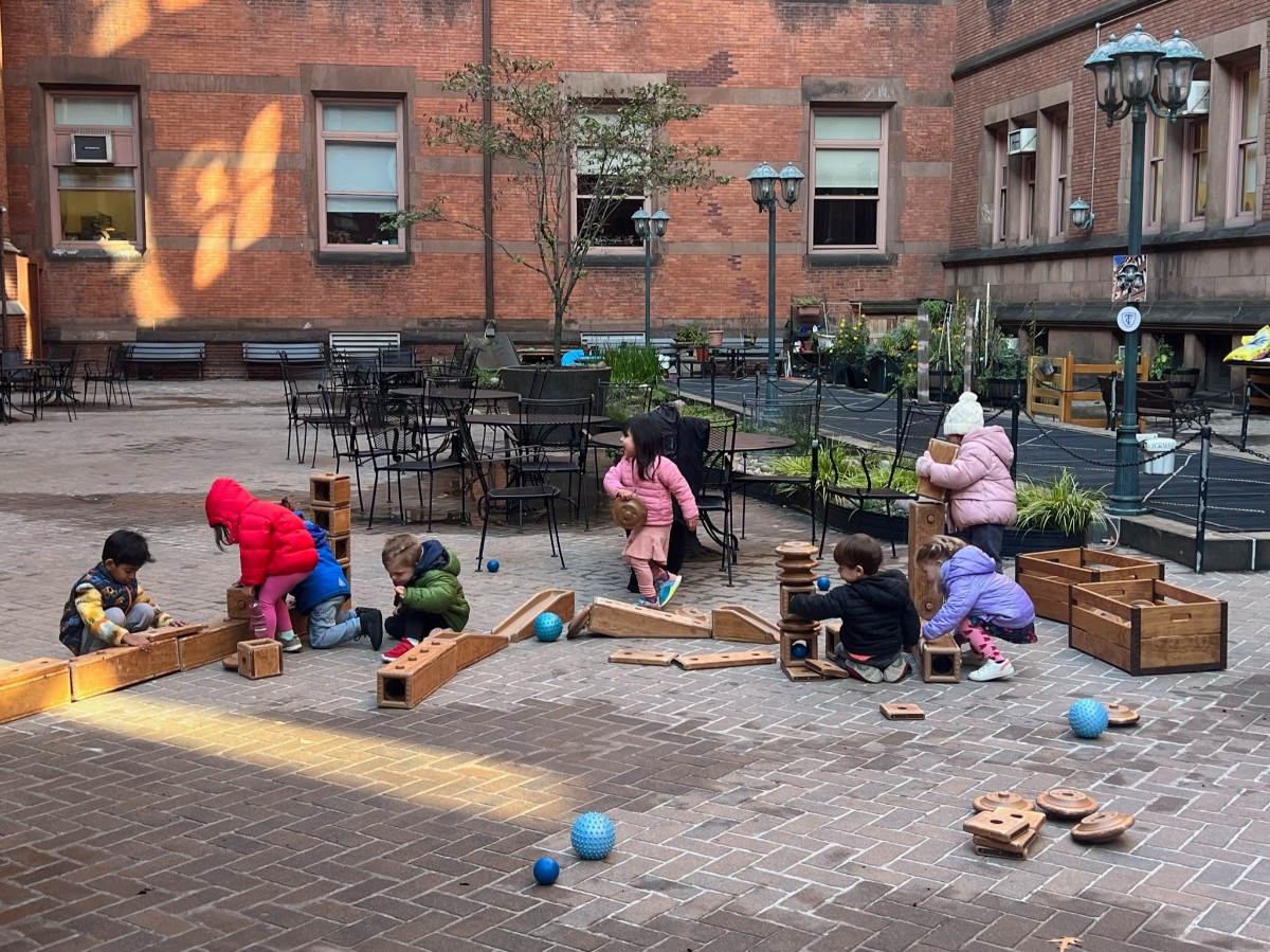 Students playing outside.