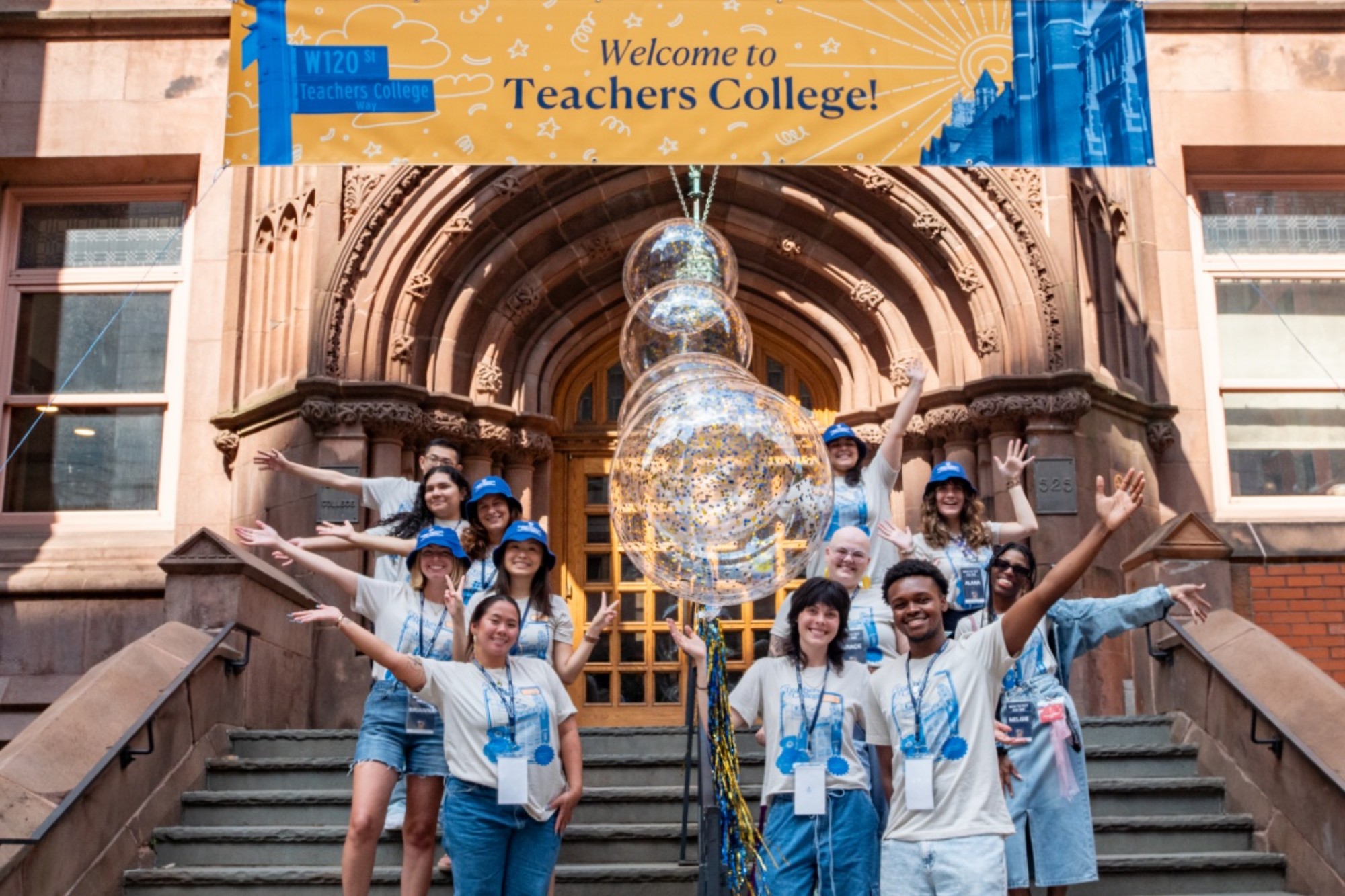 Students standing outside TC.