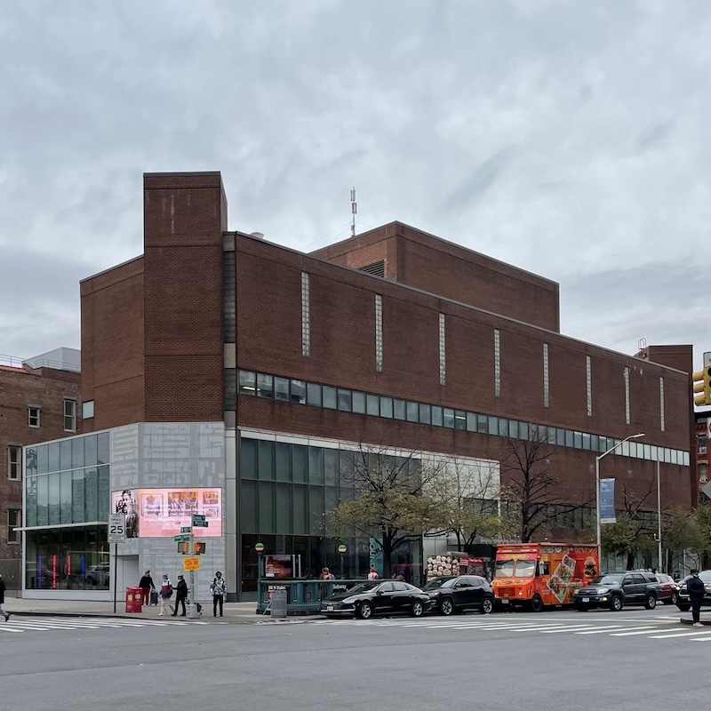 Exterior of the Schomburg Center on a cloudy day