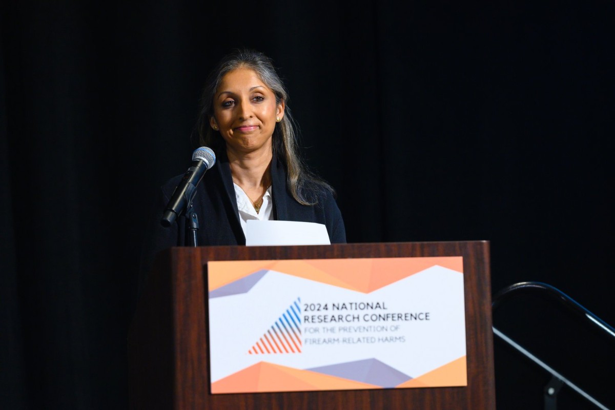 Sonali speaking at the ﻿2024 National Research Conference for the Prevention of Firearm-Related Harms.