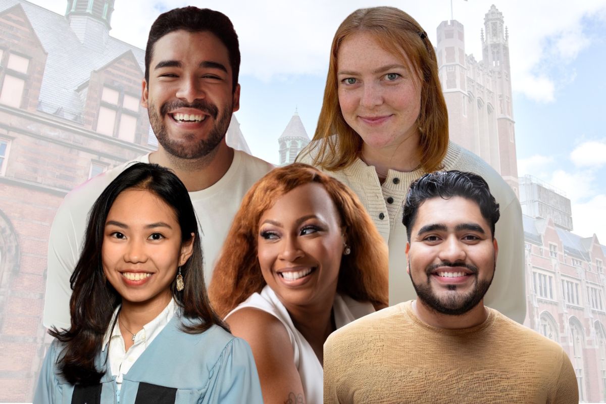 Composite image of five people