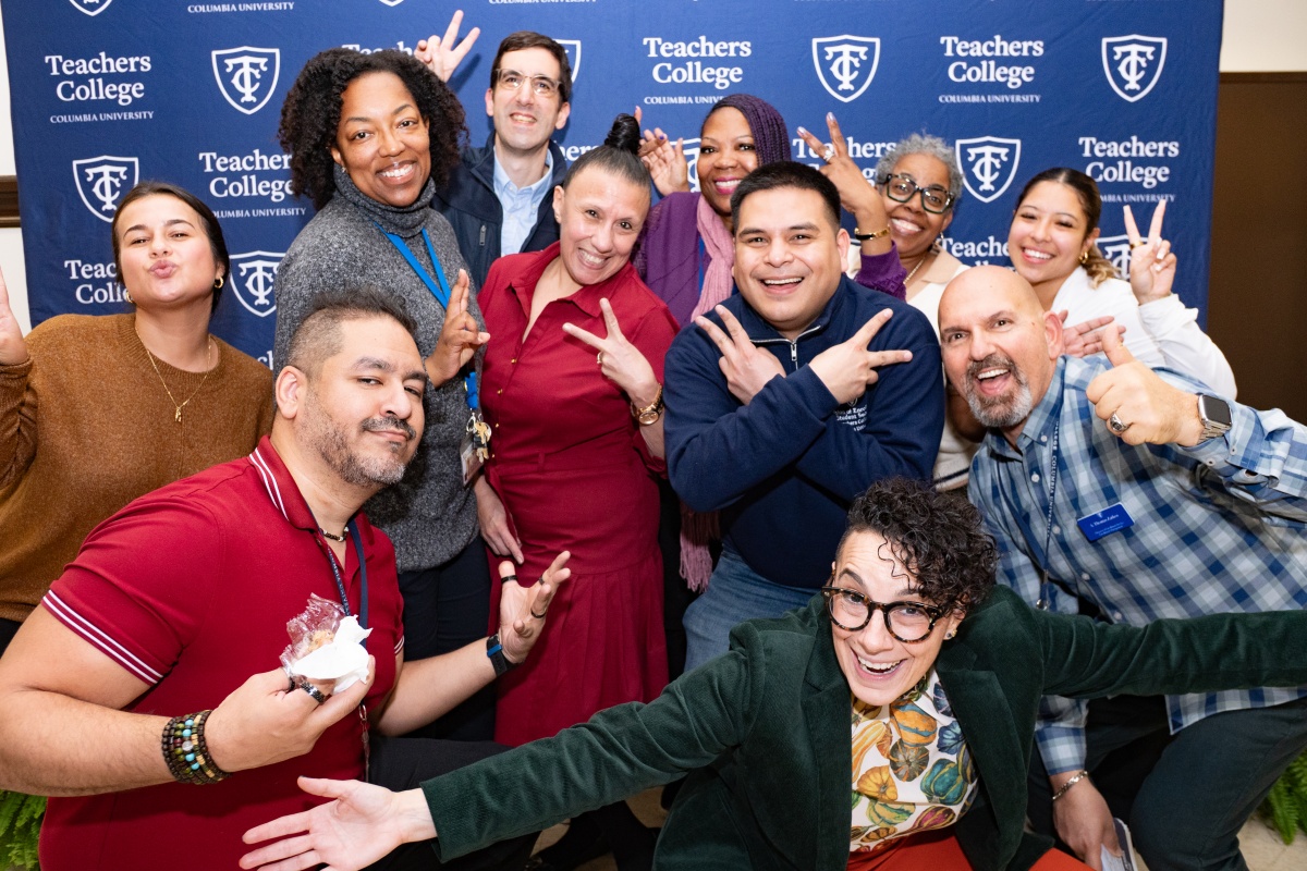 People having fun at the ribbon cutting for the Student Success Hub