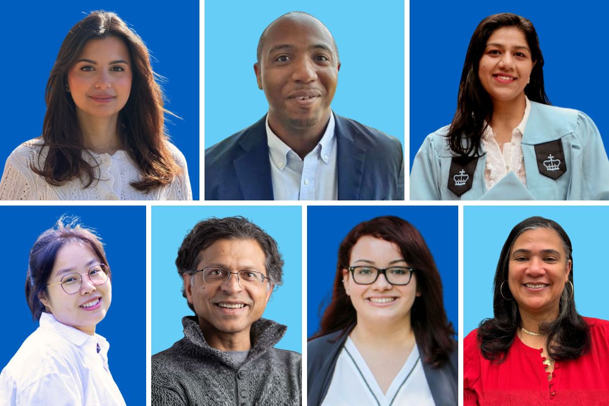 Grid of seven education graduates