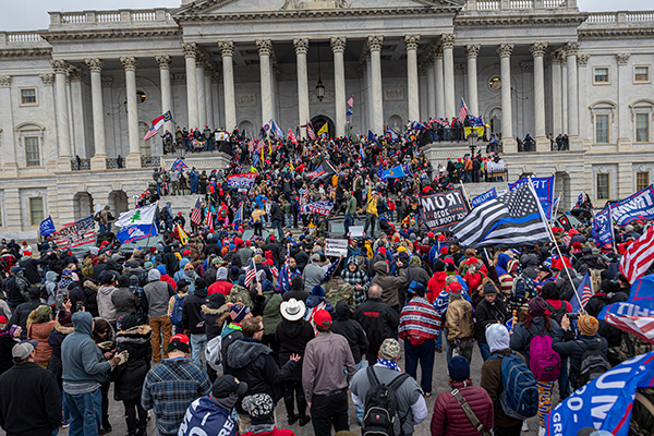 Rioters storm the US Capitol in January 2021