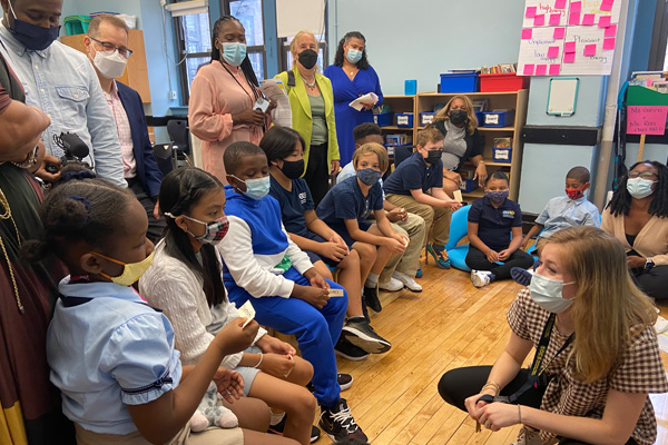 NYC officials visiting a TCCS classroom