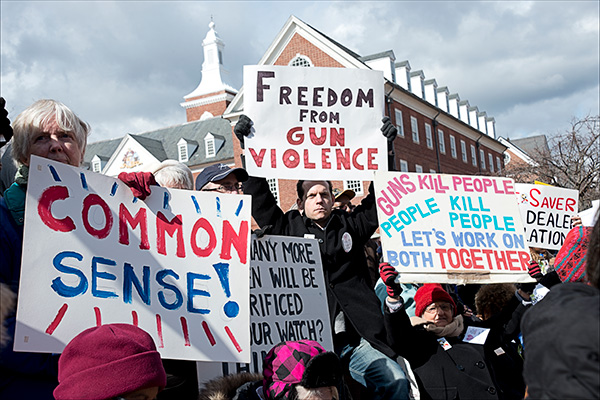 Gun violence protestors demonstrating